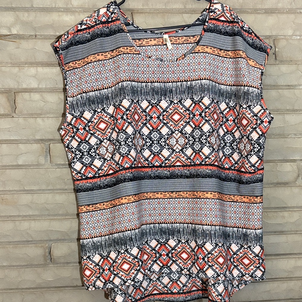 Patterned Sleeveless Top - Multicolor
